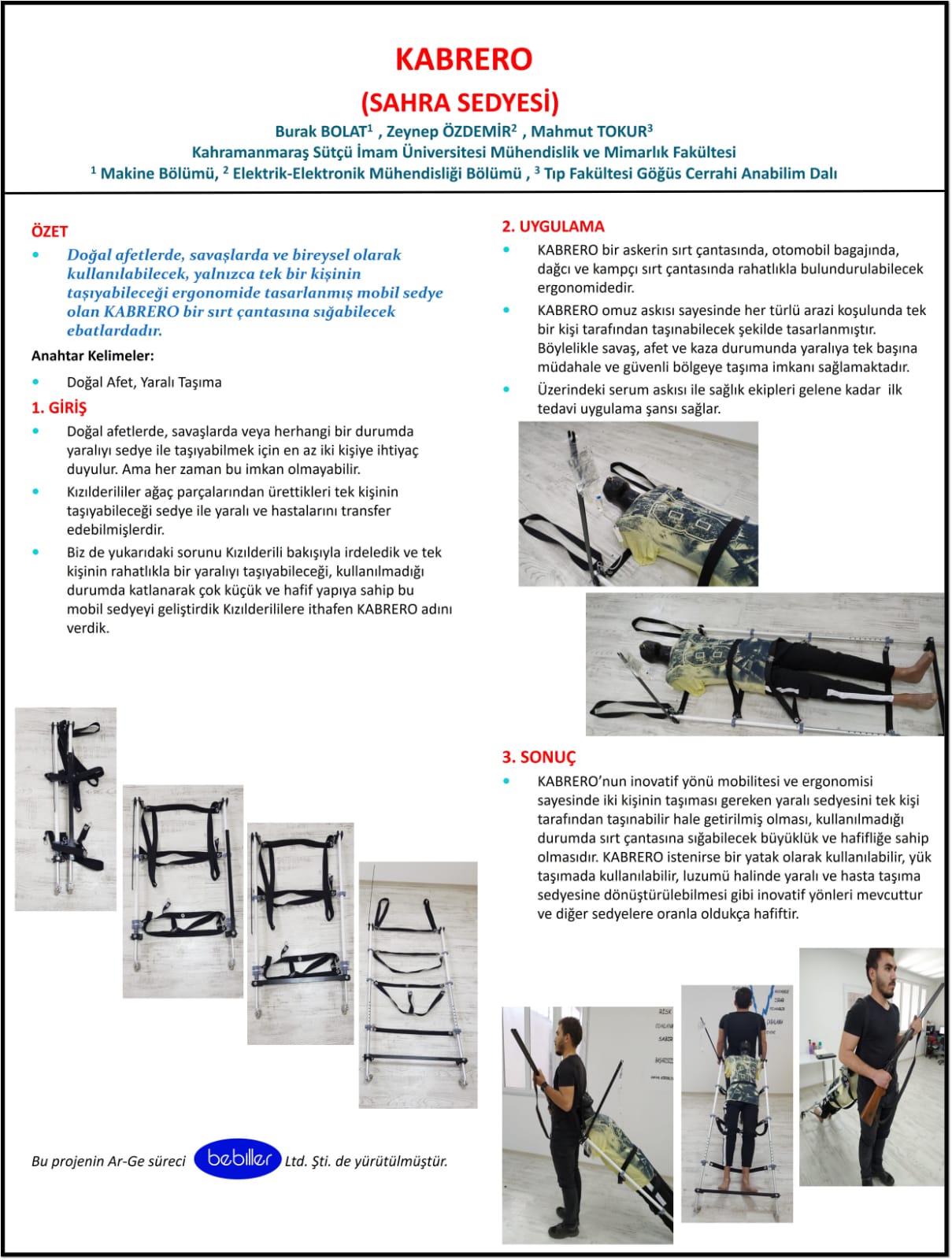 KSÜ Teknokent Bünyesinde Geliştirilen Kabrero (Sahra Sandalyesi) Projesi Teknofest’te Finale Kaldı